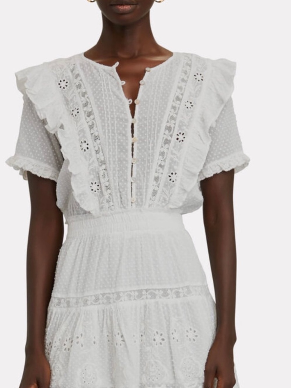 Loveshackfancy eyelet dress - white - size small